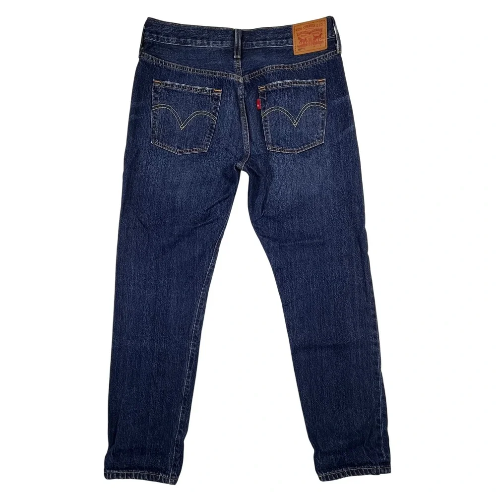 Levi's 501 T Tapered Jeans Men's 31x28 Dark Wash Distressed Denim Button Fly